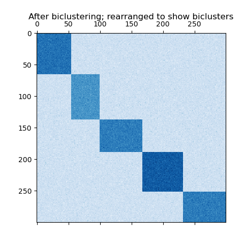 After biclustering; rearranged to show biclusters