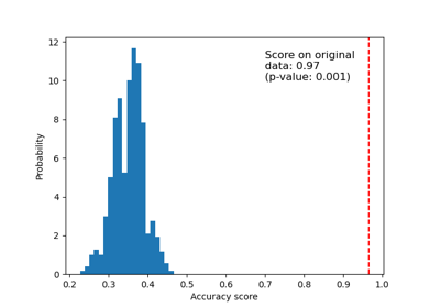 Test with permutations the significance of a classification score