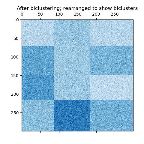 After biclustering; rearranged to show biclusters